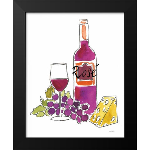 Wine Time III Rose Black Modern Wood Framed Art Print by Zaman, Farida