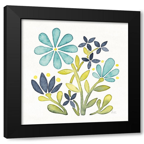 Garden Getaway Flowers I Black Modern Wood Framed Art Print with Double Matting by Marshall, Laura