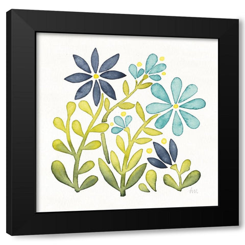 Garden Getaway Flowers II Black Modern Wood Framed Art Print by Marshall, Laura