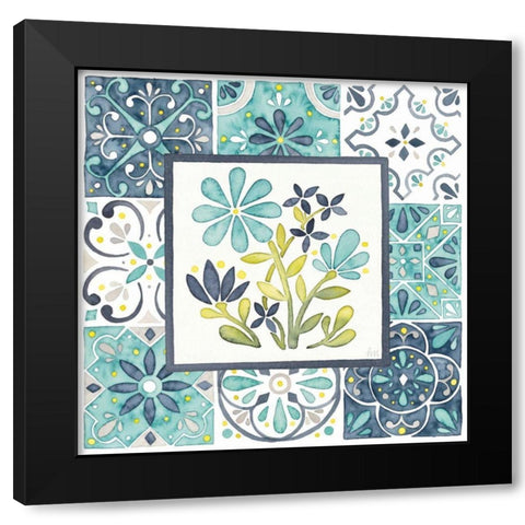 Garden Getaway Patchwork I Black Modern Wood Framed Art Print by Marshall, Laura