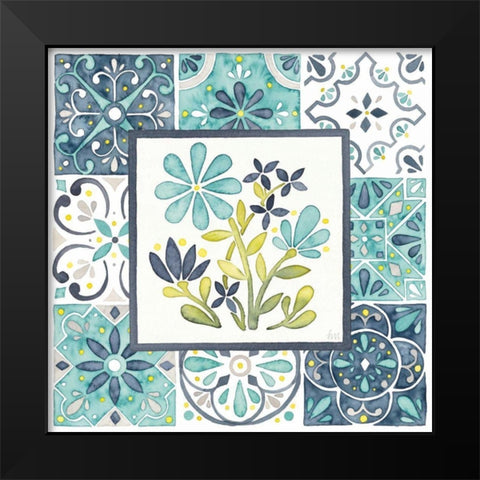 Garden Getaway Patchwork I Black Modern Wood Framed Art Print by Marshall, Laura