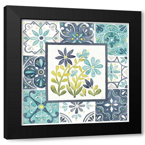Garden Getaway Patchwork II Black Modern Wood Framed Art Print by Marshall, Laura