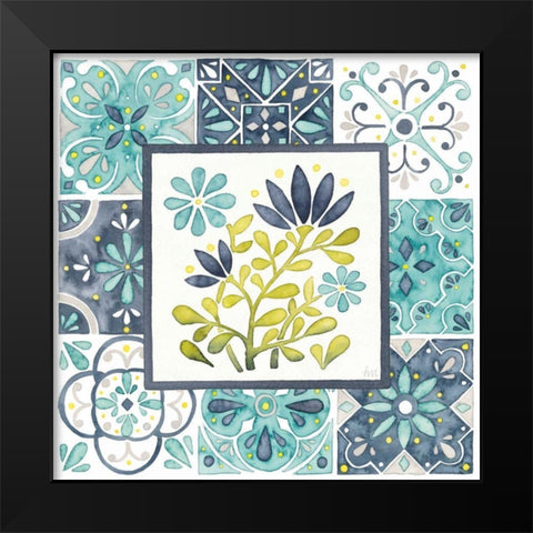 Garden Getaway Patchwork III Black Modern Wood Framed Art Print by Marshall, Laura