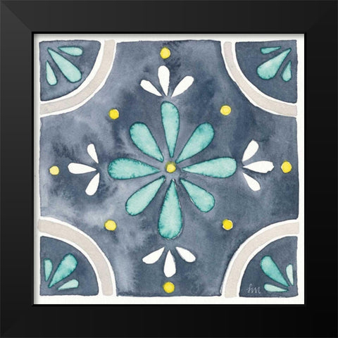 Garden Getaway Tile I Blue Black Modern Wood Framed Art Print by Marshall, Laura