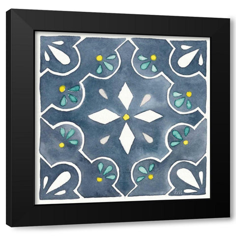 Garden Getaway Tile II Blue Black Modern Wood Framed Art Print by Marshall, Laura