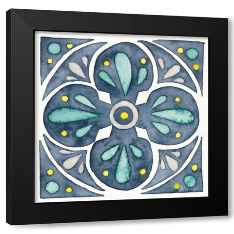 Garden Getaway Tile VI Blue Black Modern Wood Framed Art Print by Marshall, Laura