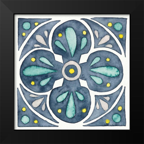 Garden Getaway Tile VI Blue Black Modern Wood Framed Art Print by Marshall, Laura