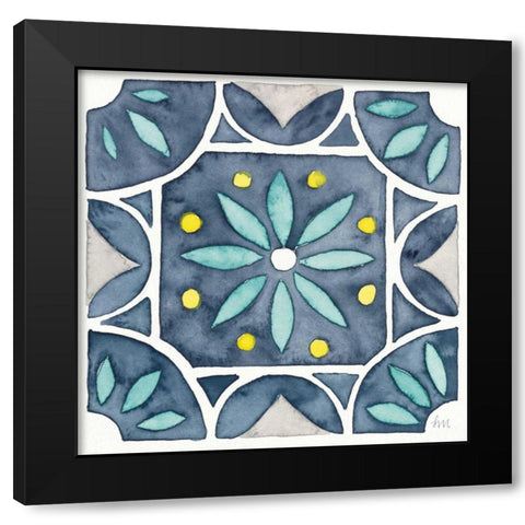 Garden Getaway Tile VIII Blue Black Modern Wood Framed Art Print by Marshall, Laura