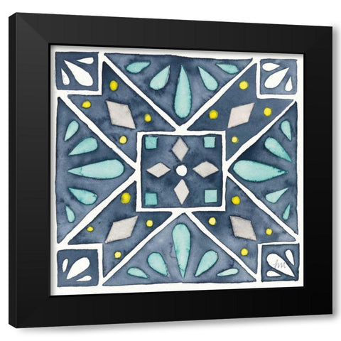 Garden Getaway Tile IX Blue Black Modern Wood Framed Art Print by Marshall, Laura