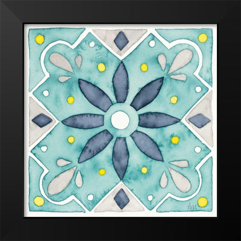 Garden Getaway Tile V Teal Black Modern Wood Framed Art Print by Marshall, Laura