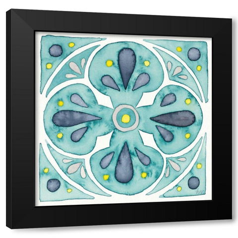 Garden Getaway Tile VI Teal Black Modern Wood Framed Art Print by Marshall, Laura