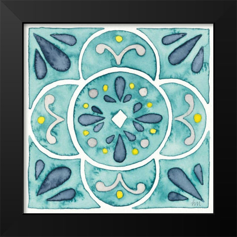 Garden Getaway Tile VII Teal Black Modern Wood Framed Art Print by Marshall, Laura