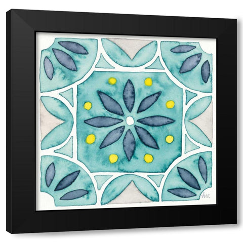 Garden Getaway Tile VIII Teal Black Modern Wood Framed Art Print with Double Matting by Marshall, Laura