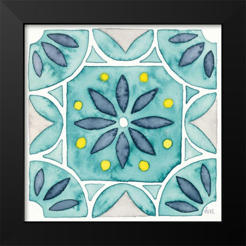 Garden Getaway Tile VIII Teal Black Modern Wood Framed Art Print by Marshall, Laura