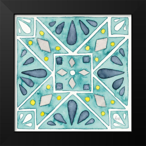 Garden Getaway Tile IX Teal Black Modern Wood Framed Art Print by Marshall, Laura