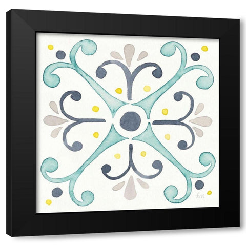 Garden Getaway Tile III White Black Modern Wood Framed Art Print with Double Matting by Marshall, Laura