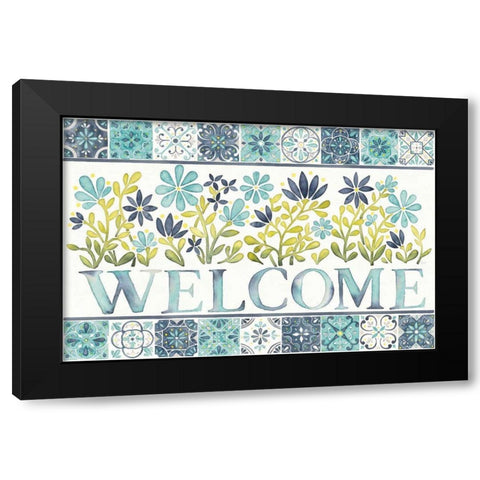 Garden Getaway Welcome Black Modern Wood Framed Art Print with Double Matting by Marshall, Laura
