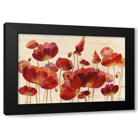 Red Flowers on Cream Crop Black Modern Wood Framed Art Print by Vassileva, Silvia