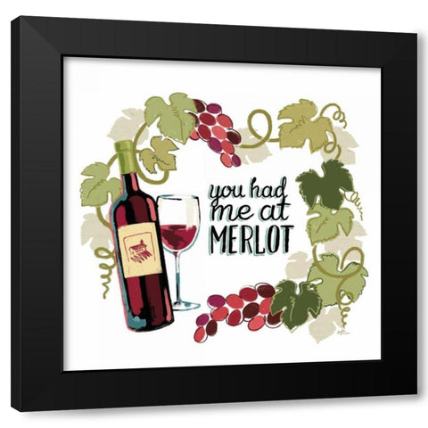 Wine and Friends II on White Black Modern Wood Framed Art Print with Double Matting by Penner, Janelle