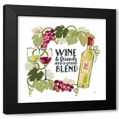 Wine and Friends V on White Black Modern Wood Framed Art Print with Double Matting by Penner, Janelle