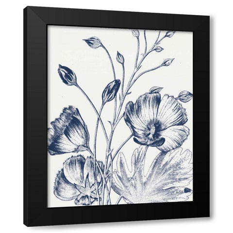 Botanical Beauty Chalk IX Blue on White Crop Black Modern Wood Framed Art Print by Wild Apple Portfolio