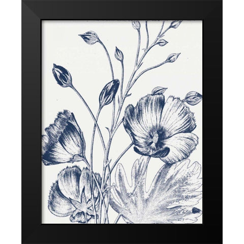 Botanical Beauty Chalk IX Blue on White Crop Black Modern Wood Framed Art Print by Wild Apple Portfolio