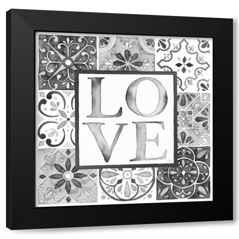 Garden Getaway Patchwork I Love BW Black Modern Wood Framed Art Print by Marshall, Laura