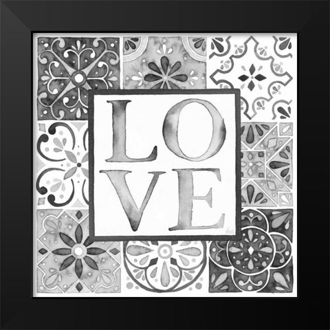 Garden Getaway Patchwork I Love BW Black Modern Wood Framed Art Print by Marshall, Laura