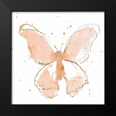 Gilded Butterflies II Blush Black Modern Wood Framed Art Print by Novak, Shirley