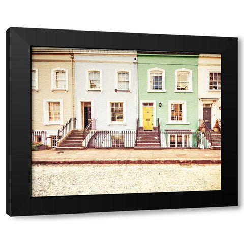 Chelsea Houses All Lined Up Black Modern Wood Framed Art Print with Double Matting by Bevan, Keri