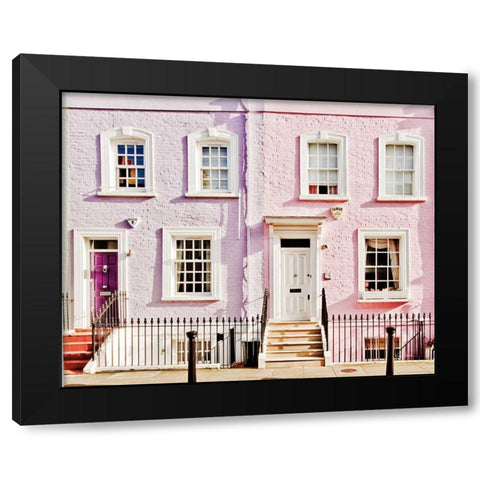 London Pink Purple Houses Black Modern Wood Framed Art Print with Double Matting by Bevan, Keri
