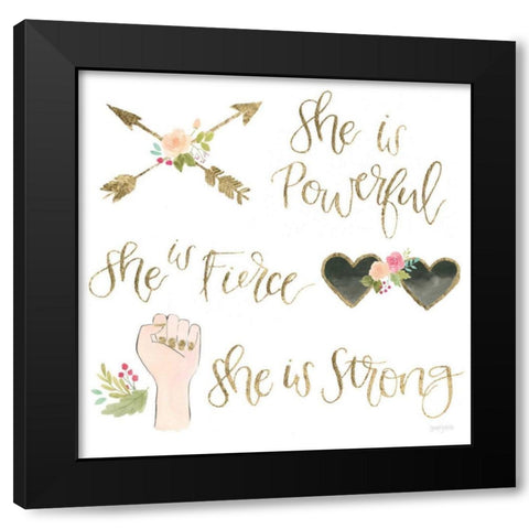 Girl Power IV Black Modern Wood Framed Art Print with Double Matting by Jackson, Jenaya
