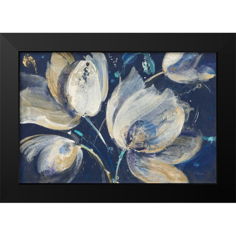 Midnight Garden Black Modern Wood Framed Art Print by Hristova, Albena