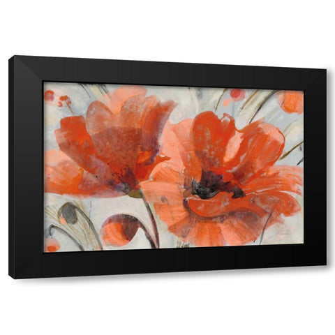 Popping Black Modern Wood Framed Art Print with Double Matting by Hristova, Albena