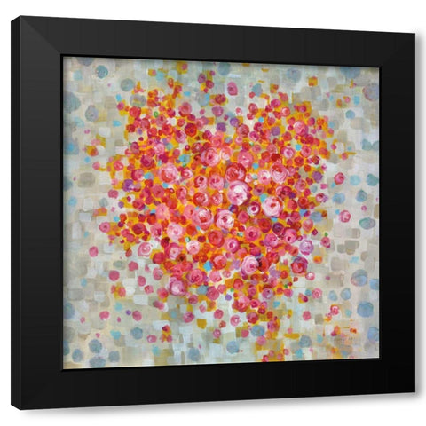 Circle of Hearts Black Modern Wood Framed Art Print by Nai, Danhui