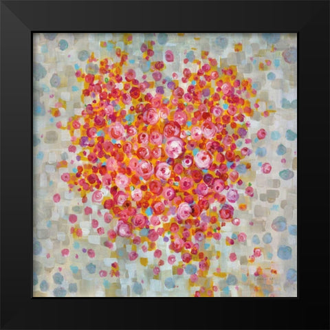 Circle of Hearts Black Modern Wood Framed Art Print by Nai, Danhui