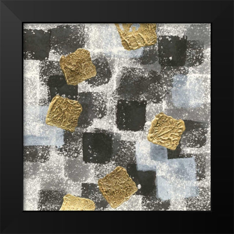 Gold Squares I Black Modern Wood Framed Art Print by Paschke, Chris