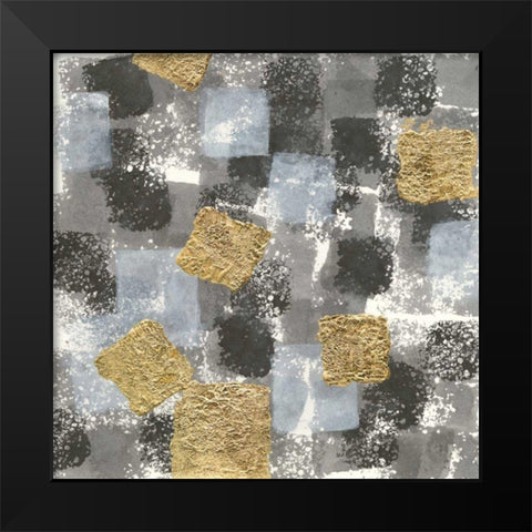 Gold Squares II Black Modern Wood Framed Art Print by Paschke, Chris