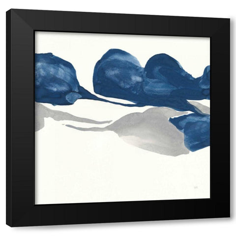 Sapphire and Gray II Black Modern Wood Framed Art Print with Double Matting by Paschke, Chris