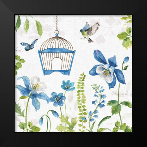 Blue and Green Garden IV Black Modern Wood Framed Art Print by Audit, Lisa