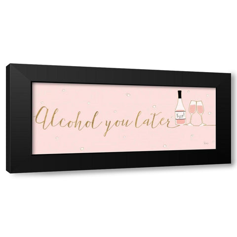 Underlined Bubbly IV Pink Black Modern Wood Framed Art Print by Charron, Veronique