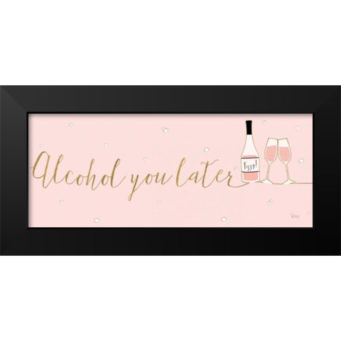 Underlined Bubbly IV Pink Black Modern Wood Framed Art Print by Charron, Veronique
