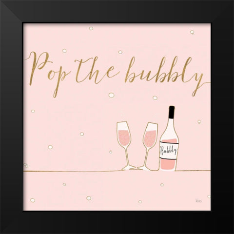 Underlined Bubbly VII Pink Black Modern Wood Framed Art Print by Charron, Veronique