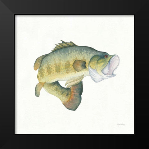 Gone Fishin Large Mouth Black Modern Wood Framed Art Print by DeNeige, Elyse