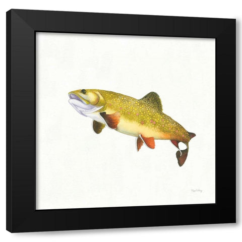 Gone Fishin Brookie Black Modern Wood Framed Art Print by DeNeige, Elyse