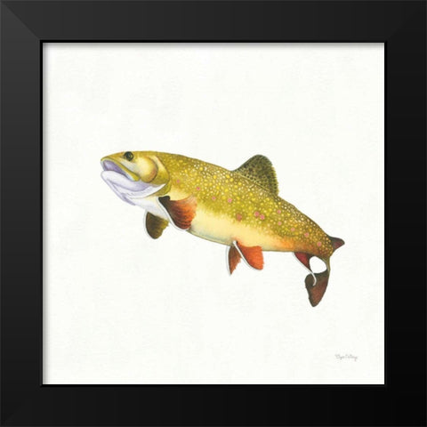 Gone Fishin Brookie Black Modern Wood Framed Art Print by DeNeige, Elyse