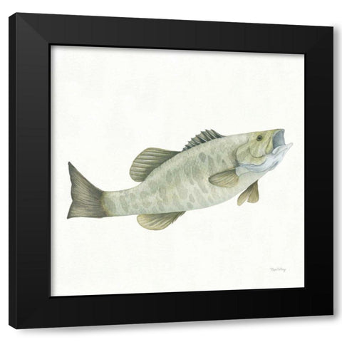 Gone Fishin Small Mouth Black Modern Wood Framed Art Print by DeNeige, Elyse