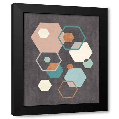 Abstract Geo III Black Black Modern Wood Framed Art Print with Double Matting by Charron, Veronique