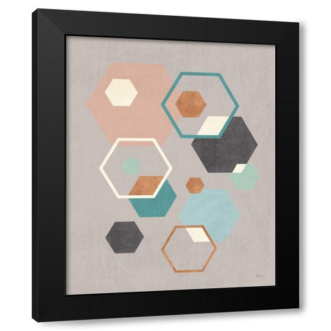 Abstract Geo III Gray Black Modern Wood Framed Art Print with Double Matting by Charron, Veronique