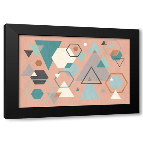 Abstract Geo I Pink Black Modern Wood Framed Art Print by Charron, Veronique